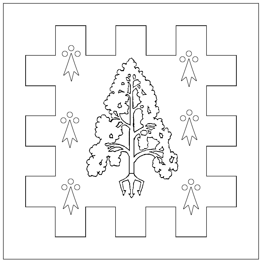 BFS Award Trident Tree line drawing